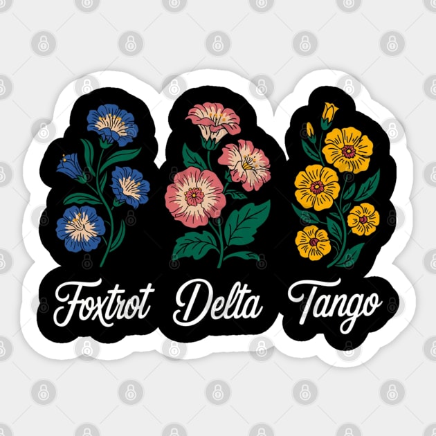 Retro Foxtrots Deltas Tangos Flower Sticker by Creatifly Graphic Tees